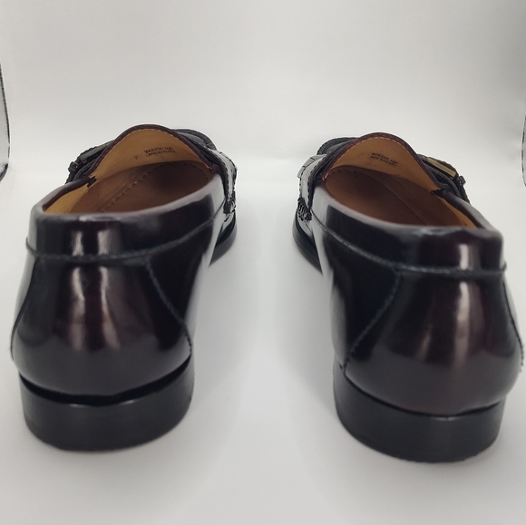 Cole Haan City Mens Loafers Pinched Buckle Tasseled Slip On Size 9 Shoe Burgundy - Picture 4 of 12